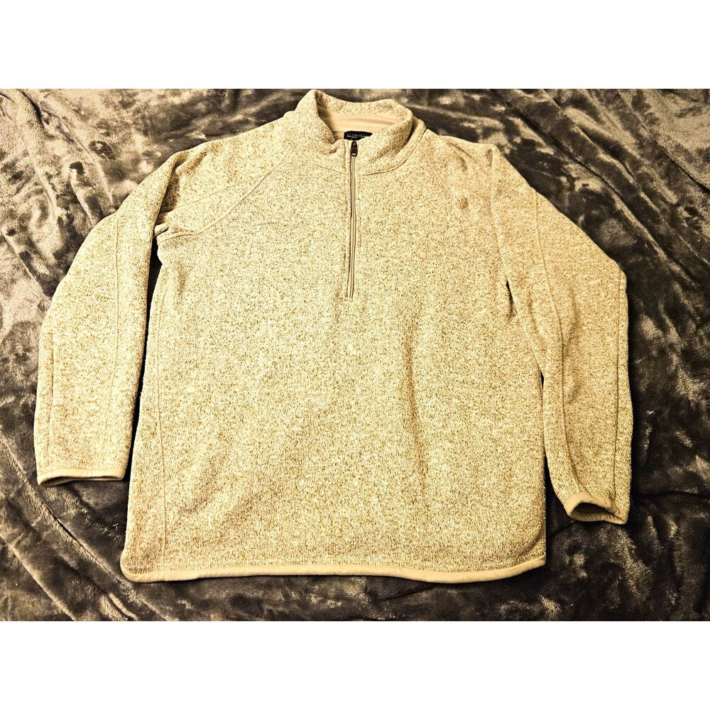 Storm Pack Men's Beige 1/4 Zip Fleece Mock Neck Pullover Sweatshirt XL (L)